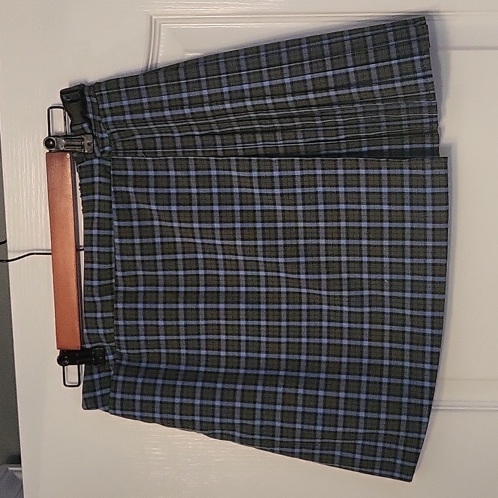 Wild Fable Plaid Front Wrap Mini Skirt - size med - guc - gray, olive, blue